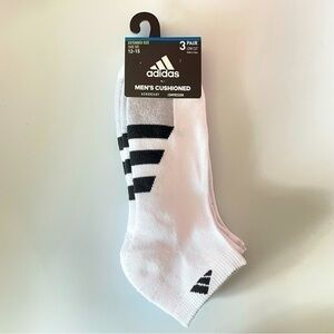 Adidas men’s low cut socks 3 pack size 12-15 white black gray